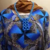 Blue Geometric Kaftan with Accessories